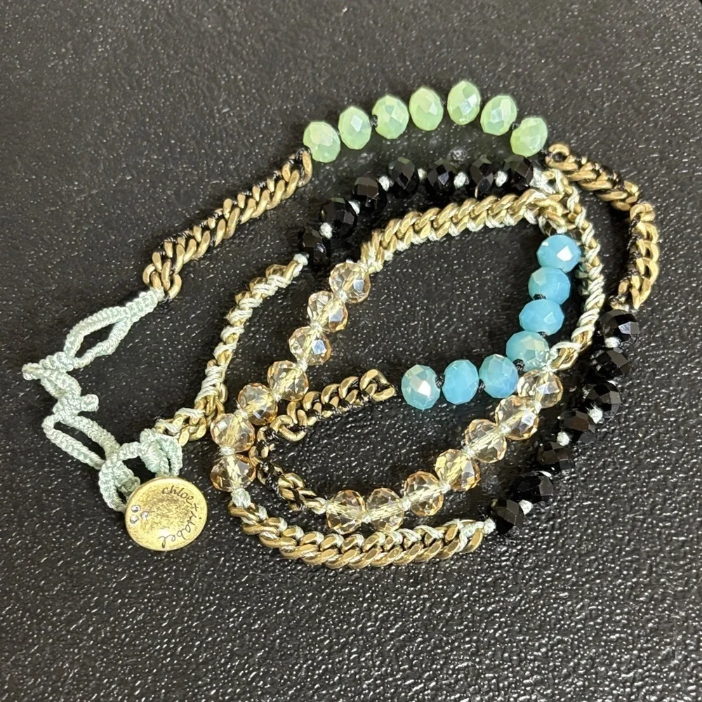 Chloe and Isabel Glass Bead Chain Multi Wrap Bracelet Green